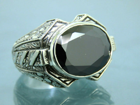 Turkish Handmade Jewelry 925 Sterling Silver Onyx Stone Mens Rings