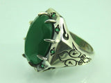 Turkish Handmade Jewelry 925 Sterling Silver Emerald Stone Mens Rings