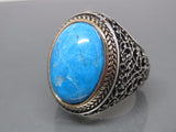 Turkish Handmade Jewelry 925 Sterling Silver Turquoise Stone Mens Rings