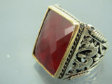 Turkish Handmade Jewelry 925 Sterling Silver Garnet Stone Mens Rings