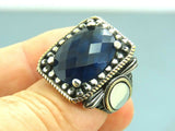 Turkish Handmade Jewelry 925 Sterling Silver Sapphire Stone Mens Rings