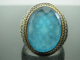 Turkish Handmade Jewelry 925 Sterling Silver Aquamarine Stone Mens Rings