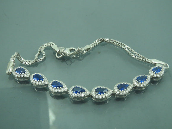 Turkish Handmade Jewelry 925 Sterling Silver Sapphire Stone Womens Bracelet