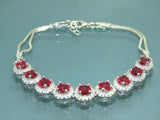 Turkish Handmade Jewelry 925 Sterling Silver Ruby Stone Womens Bracelet