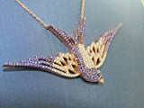 Turkish Handmade Jewelry 925 Sterling Silver Amethyst Stone Peacock Design Women Necklace