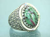 Turkish Handmade Jewelry 925 Sterling Silver Bloodstone Mens Rings