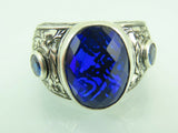 Turkish Handmade Jewelry 925 Sterling Silver Sapphire Stone Mens Rings