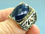 Turkish Handmade Jewelry 925 Sterling Silver Sapphire Stone Mens Rings