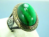 Turkish Handmade Jewelry 925 Sterling Silver Malachite Stone Men's Rings
