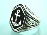 Turkish Handmade Jewelry 925 Sterling Silver Anchor Design Mens Rings