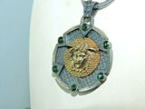 Turkish Handmade Jewelry 925 Sterling Silver Emerald Stone Men Necklace