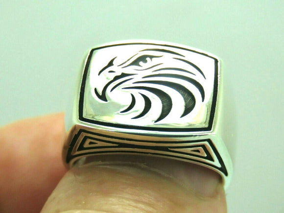 Turkish Handmade Jewelry 925 Sterling Silver Eagle Design Mens Rings