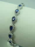 Turkish Handmade Jewelry 925 Sterling Silver Sapphire Stone Womens Bracelet