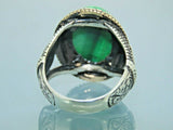 Turkish Handmade Jewelry 925 Sterling Silver Malachite Stone Men's Rings