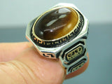 Turkish Handmade Jewelry 925 Sterling Silver Tiger's Eye Stone Mens Rings