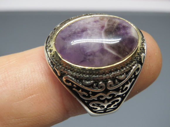 Turkish Handmade Jewelry 925 Sterling Silver Amethyst Stone Mens Rings