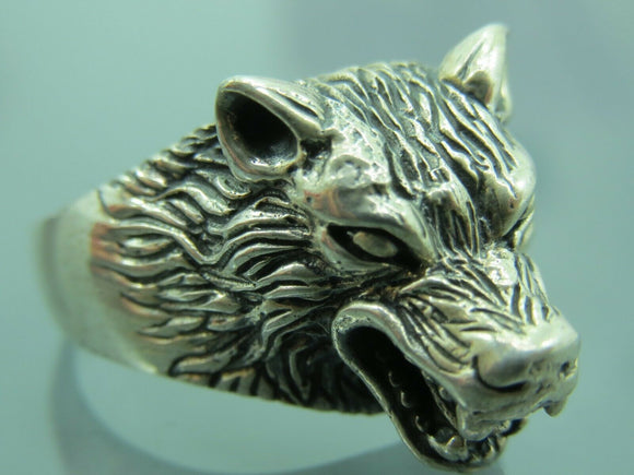 Turkish Handmade Jewelry 925 Sterling Silver Wolf Desing Mens Rings