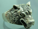 Turkish Handmade Jewelry 925 Sterling Silver Wolf Desing Mens Rings