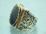 Turkish Handmade Jewelry 925 Sterling Silver Sapphire Stone Mens Rings