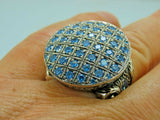 Turkish Handmade Jewelry 925 Sterling Silver Aquamarine Stone Mens Rings