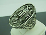 Turkish Handmade Jewelry 925 Sterling Silver Double Eagle Design Mens Rings