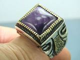 Turkish Handmade Jewelry 925 Sterling Silver Amethyst Stone Mens Rings