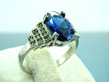 Turkish Handmade Jewelry 925 Sterling Silver Sapphire Stone Women Ring Sz 8