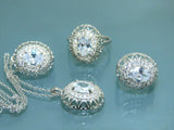 Turkish Handmade Jewelry 925 Sterling Silver Zircon Stone Women Earring Set