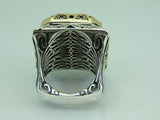 Turkish Handmade Jewelry 925 Sterling Silver Amber Stone Mens Rings