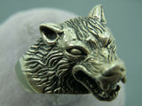 Turkish Handmade Jewelry 925 Sterling Silver Wolf Desing Mens Rings