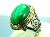 Turkish Handmade Jewelry 925 Sterling Silver Malachite Stone Men's Rings