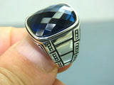 Turkish Handmade Jewelry 925 Sterling Silver Sapphire Stone Mens Rings