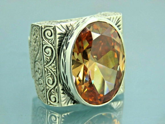 Turkish Handmade Jewelry 925 Sterling Silver Quartz Stone Mens Rings