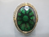 Turkish Handmade Jewelry 925 Sterling Silver Emerald Stone Mens Rings