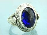 Turkish Handmade Jewelry 925 Sterling Silver Sapphire Stone Mens Rings