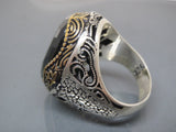 Turkish Handmade Jewelry 925 Sterling Silver Emerald Stone Mens Rings