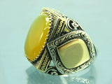 Turkish Handmade Jewelry 925 Sterling Silver Agate Stone Mens Rings