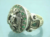 Turkish Handmade Jewelry 925 Sterling Silver Emerald Stone Mens Rings