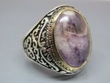 Turkish Handmade Jewelry 925 Sterling Silver Amethyst Stone Mens Rings