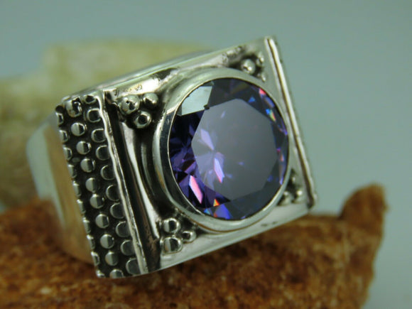 Turkish Handmade Jewelry 925 Sterling Silver Amethyst Stone Mens Rings