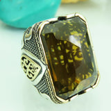 Turkish Handmade Jewelry 925 Sterling Silver Quartz Stone Mens Rings