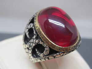 Turkish Handmade Jewelry 925 Sterling Silver Ruby Stone Mes Rings