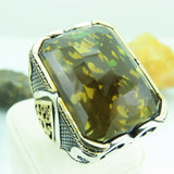 Turkish Handmade Jewelry 925 Sterling Silver Quartz Stone Mens Rings