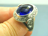 Turkish Handmade Jewelry 925 Sterling Silver Sapphire Stone Mens Rings