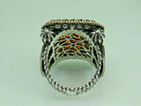 Turkish Handmade Jewelry 925 Sterling Silver Amber Stone Mens Rings
