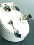 Turkish Handmade Jewelry 925 Sterling Silver Sapphire Stone Women's Earrings, Pendant & Ring Jewelry Set