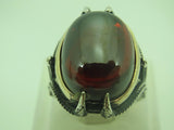 Turkish Handmade Jewelry 925 Sterling Silver Garnet Stone Mens Rings