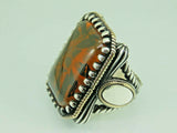 Turkish Handmade Jewelry 925 Sterling Silver Amber Stone Mens Rings