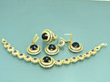 Turkish Handmade Jewelry 925 Sterling Silver Sapphire Stone Women's Necklace, Earring, Bracelet & Ring Jewelry Set