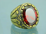 Turkish Handmade Jewelry 925 Sterling Silver Ruby Stone Mens Rings